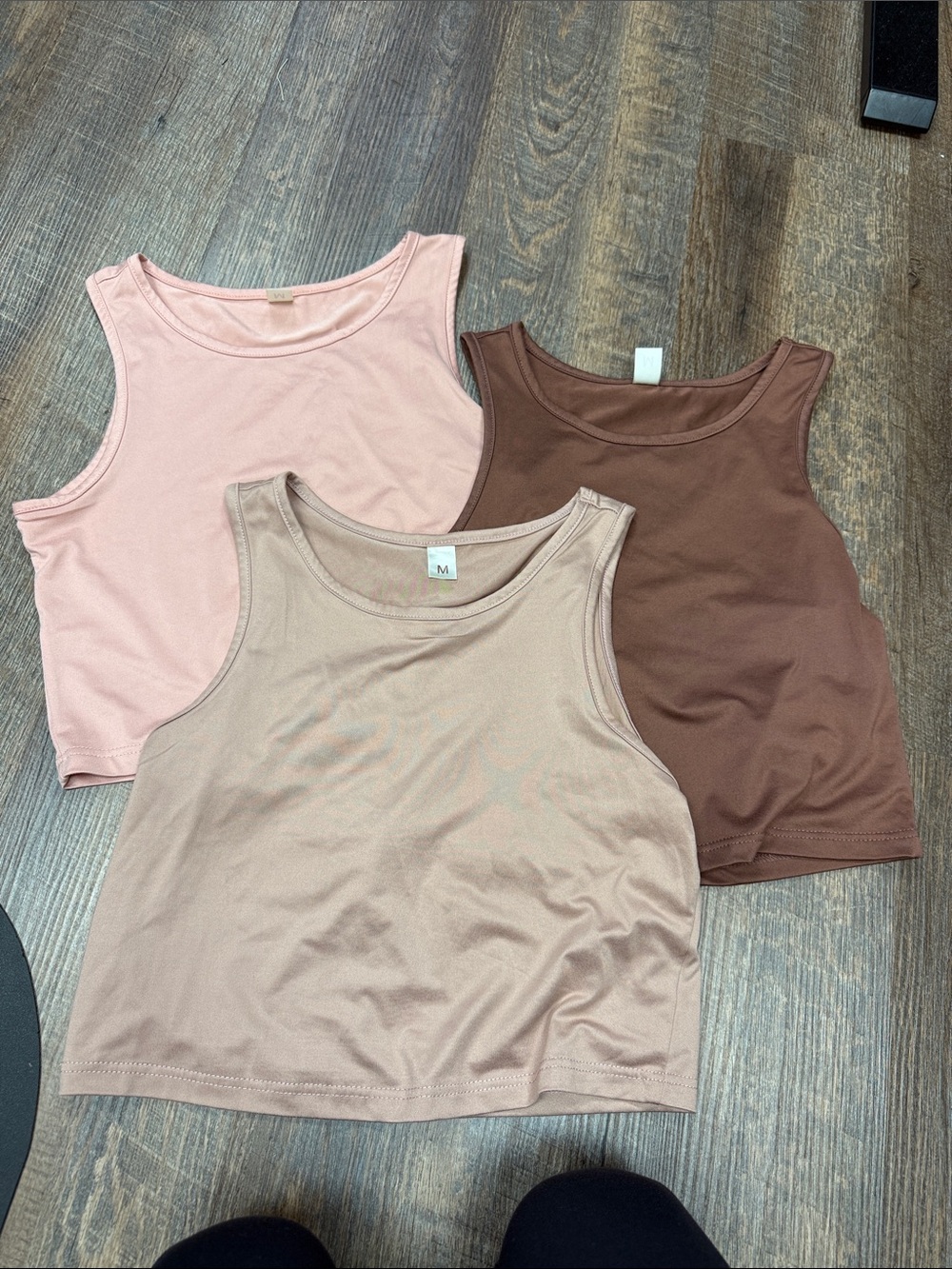 Women’s Sleeveless Cropped Tank Tops - Pink, Taupe, Brown